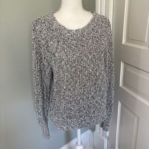 Free People Womens Pullover Sweater Gray Black Marled Scoop Neck Small